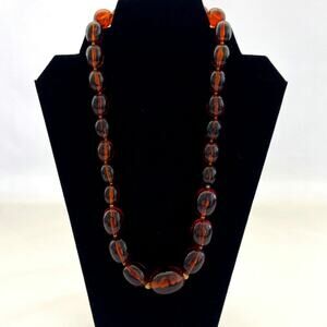 Stunning Vintage Art Deco Faux Baltic Amber Graduate Beaded Necklace